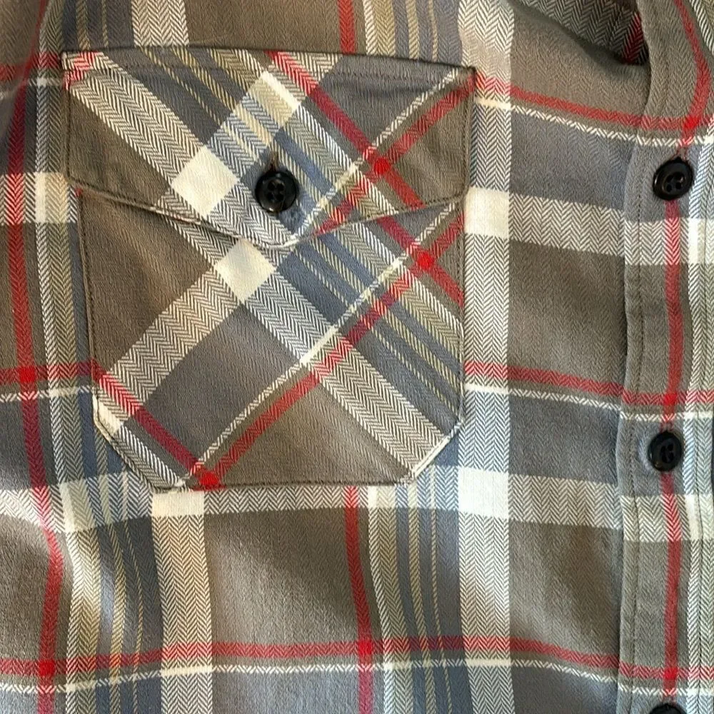 J. Crew Trade & Co Sporting Goods Gray Plaid Button Up Shirt Size XL